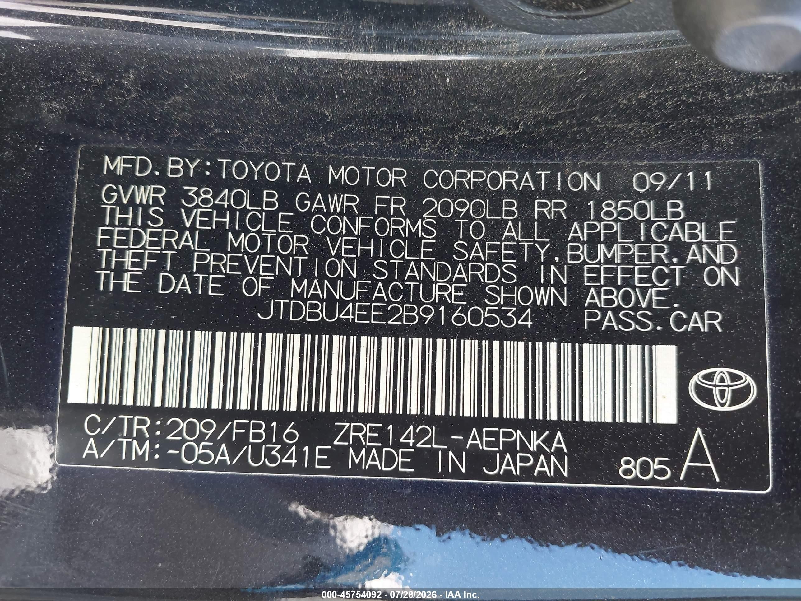 2011 Toyota Corolla Le Черный vin: JTDBU4EE2B9160534
