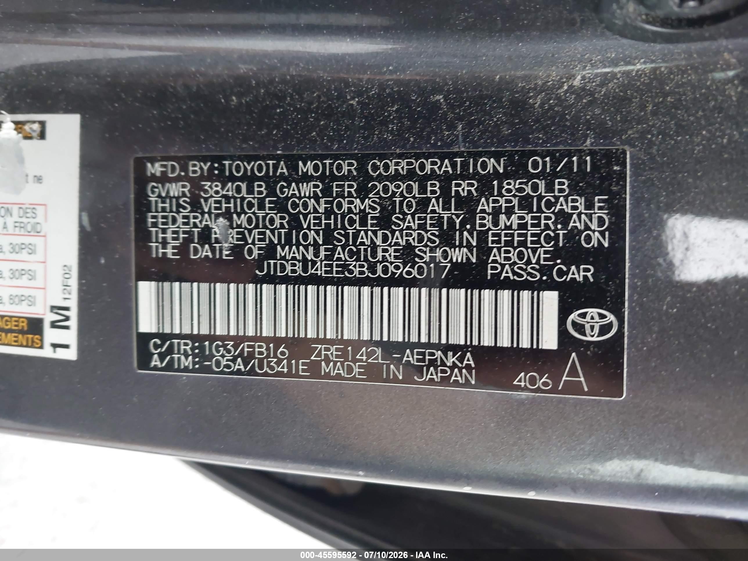 2011 Toyota Corolla Le Gray vin: JTDBU4EE3BJ096017