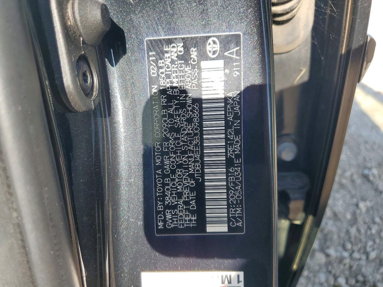 2011 Toyota Corrola Black vin: JTDBU4EE3BJ098866