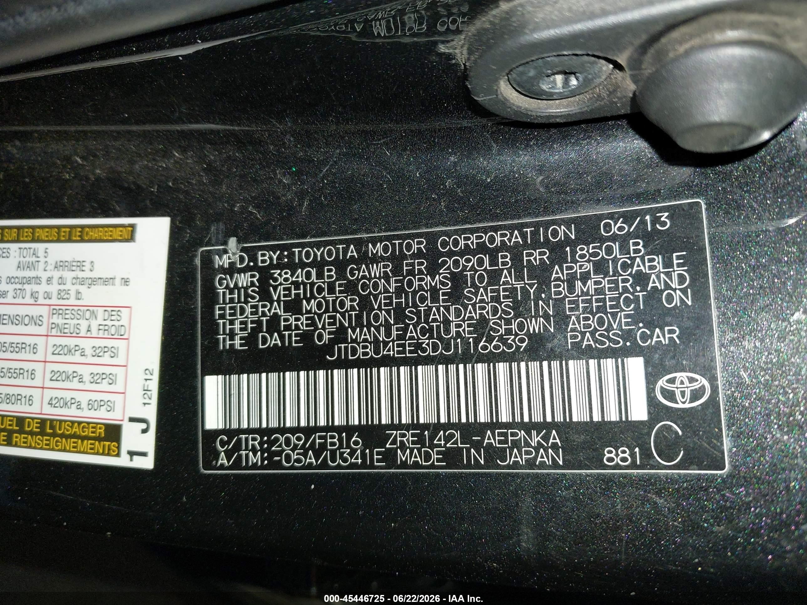 2013 Toyota Corolla Le Черный vin: JTDBU4EE3DJ116639