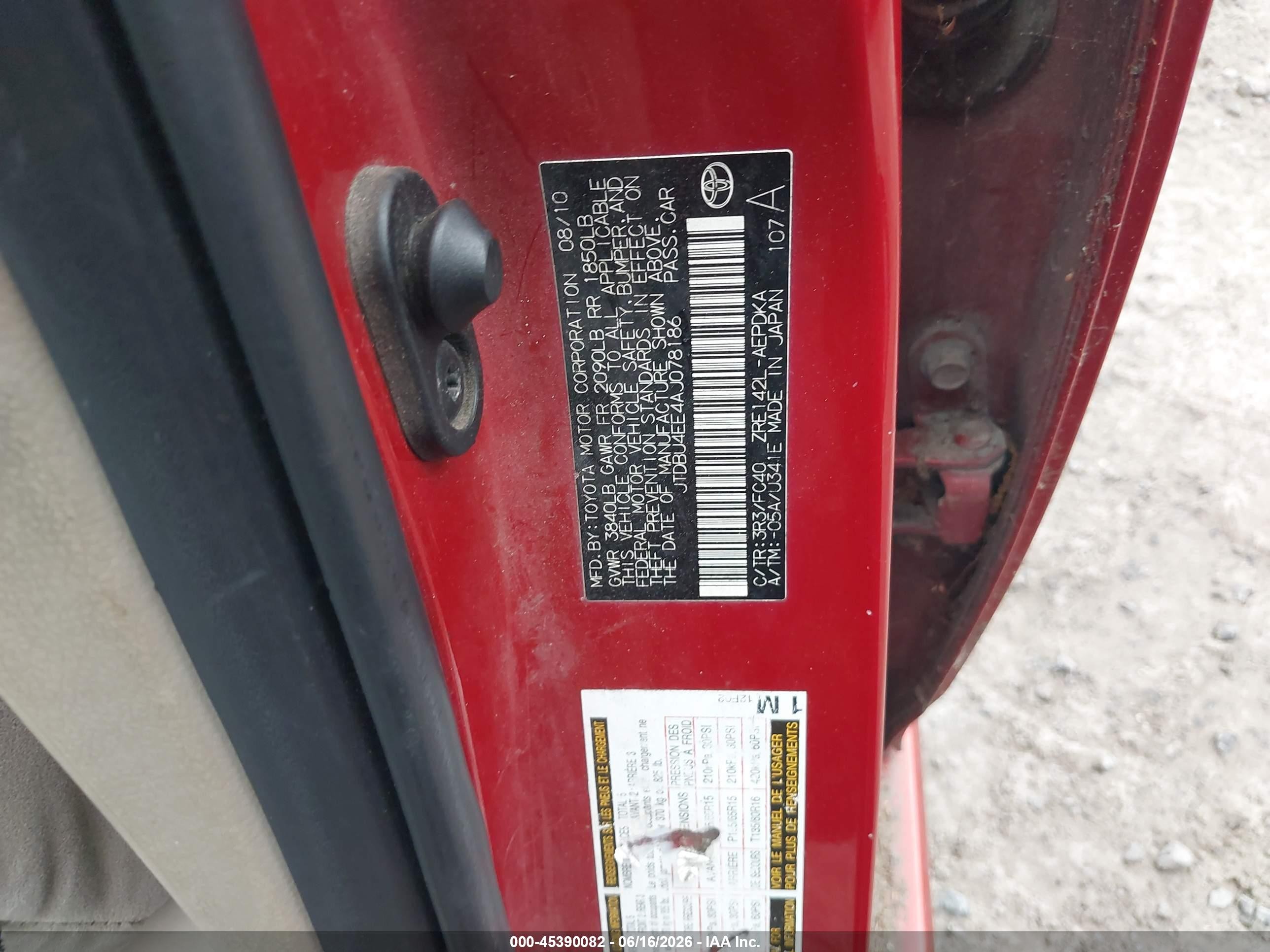 2010 Toyota Corolla Le Maroon vin: JTDBU4EE4AJ078186
