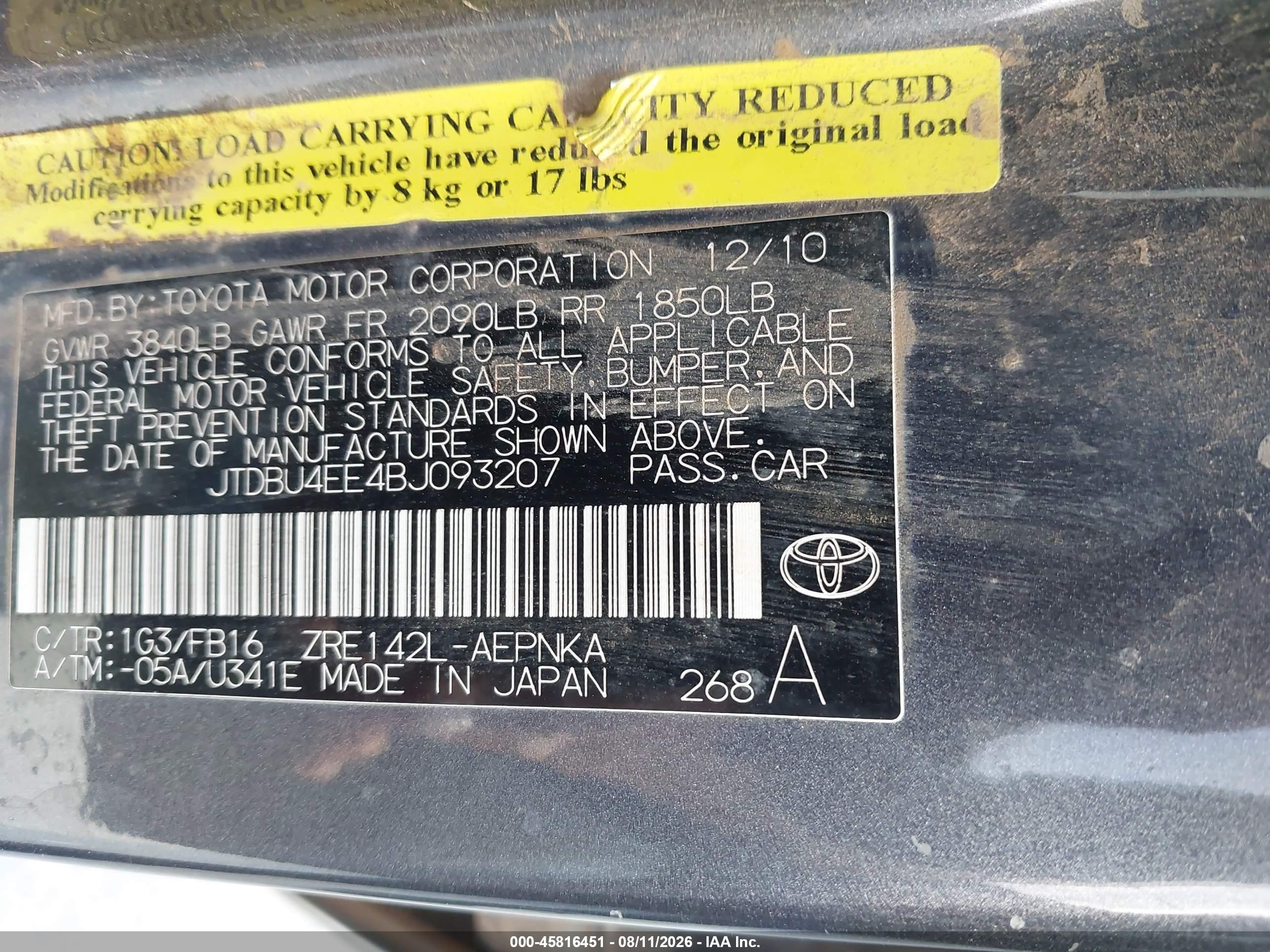 2011 Toyota Corolla Le Gray vin: JTDBU4EE4BJ093207