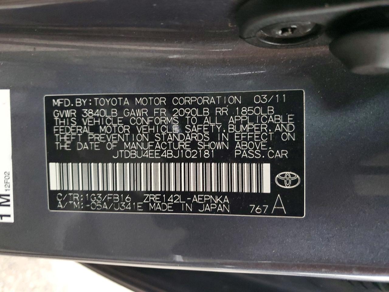 2011 Toyota Corolla Le Gray vin: JTDBU4EE4BJ102181