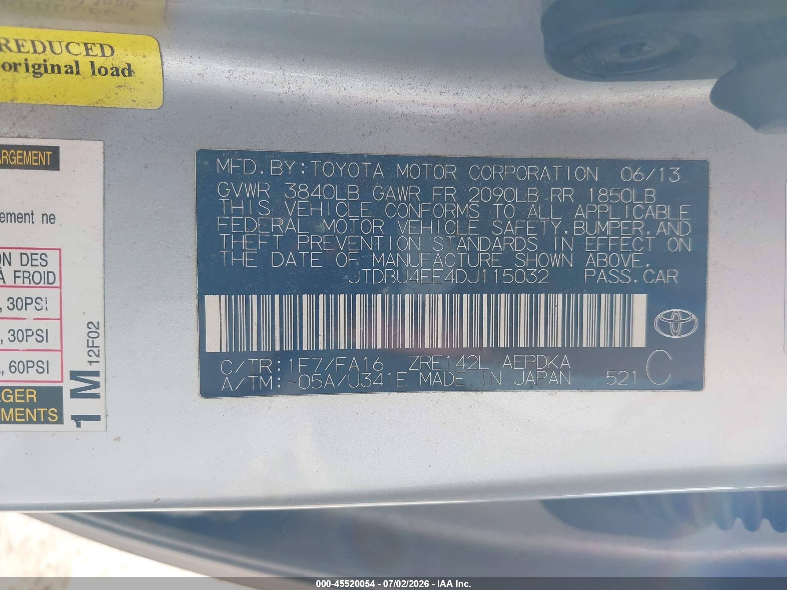 2013 Toyota Corolla L Silver vin: JTDBU4EE4DJ115032