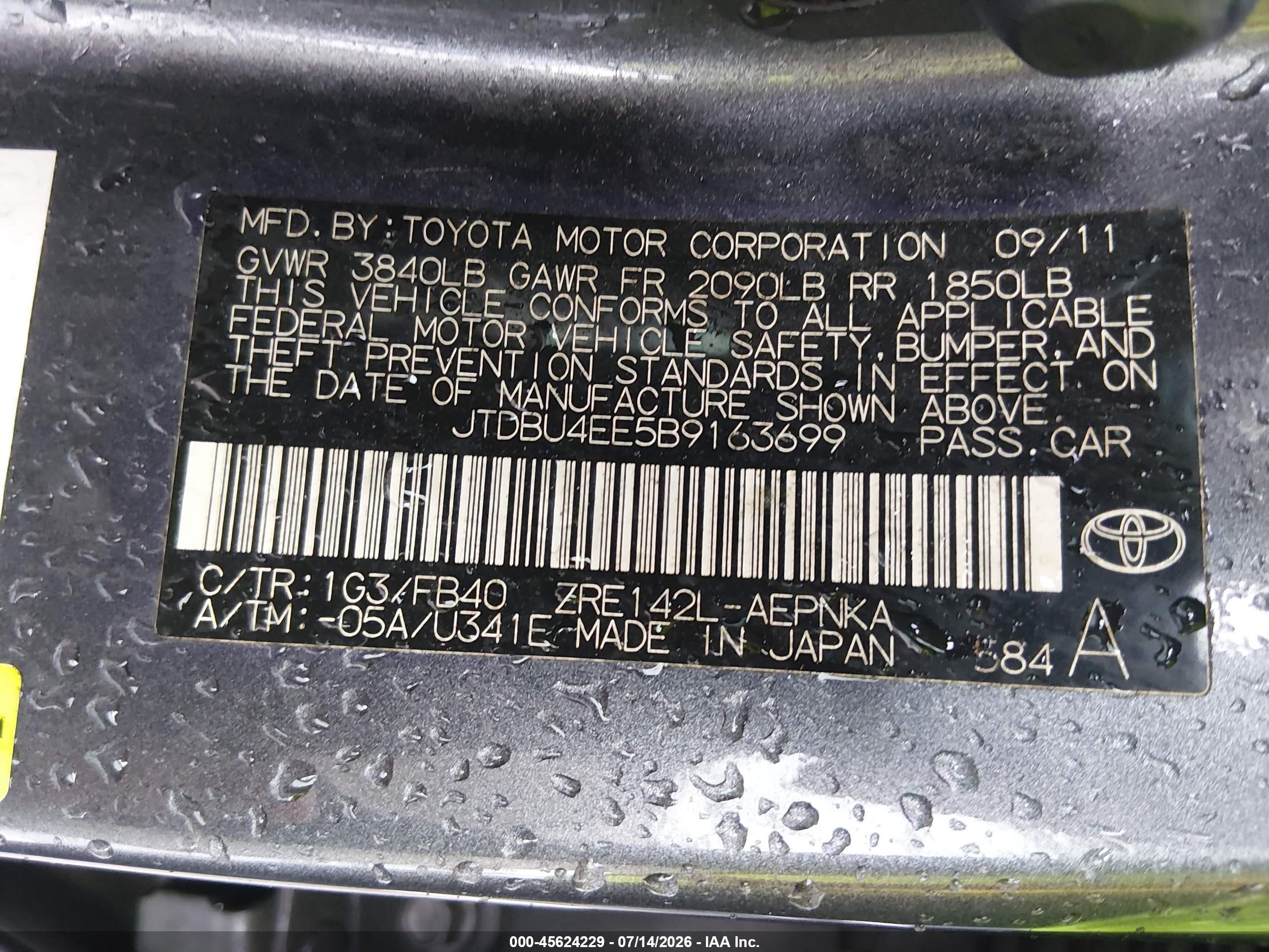 2011 Toyota Corolla Le Gray vin: JTDBU4EE5B9163699