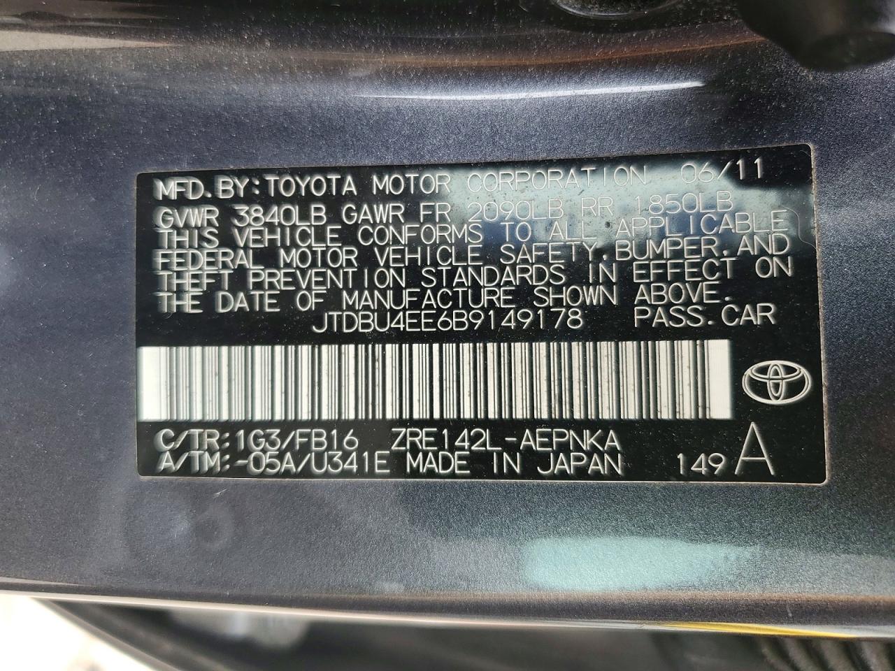 2011 Toyota Corolla Le Gray vin: JTDBU4EE6B9149178