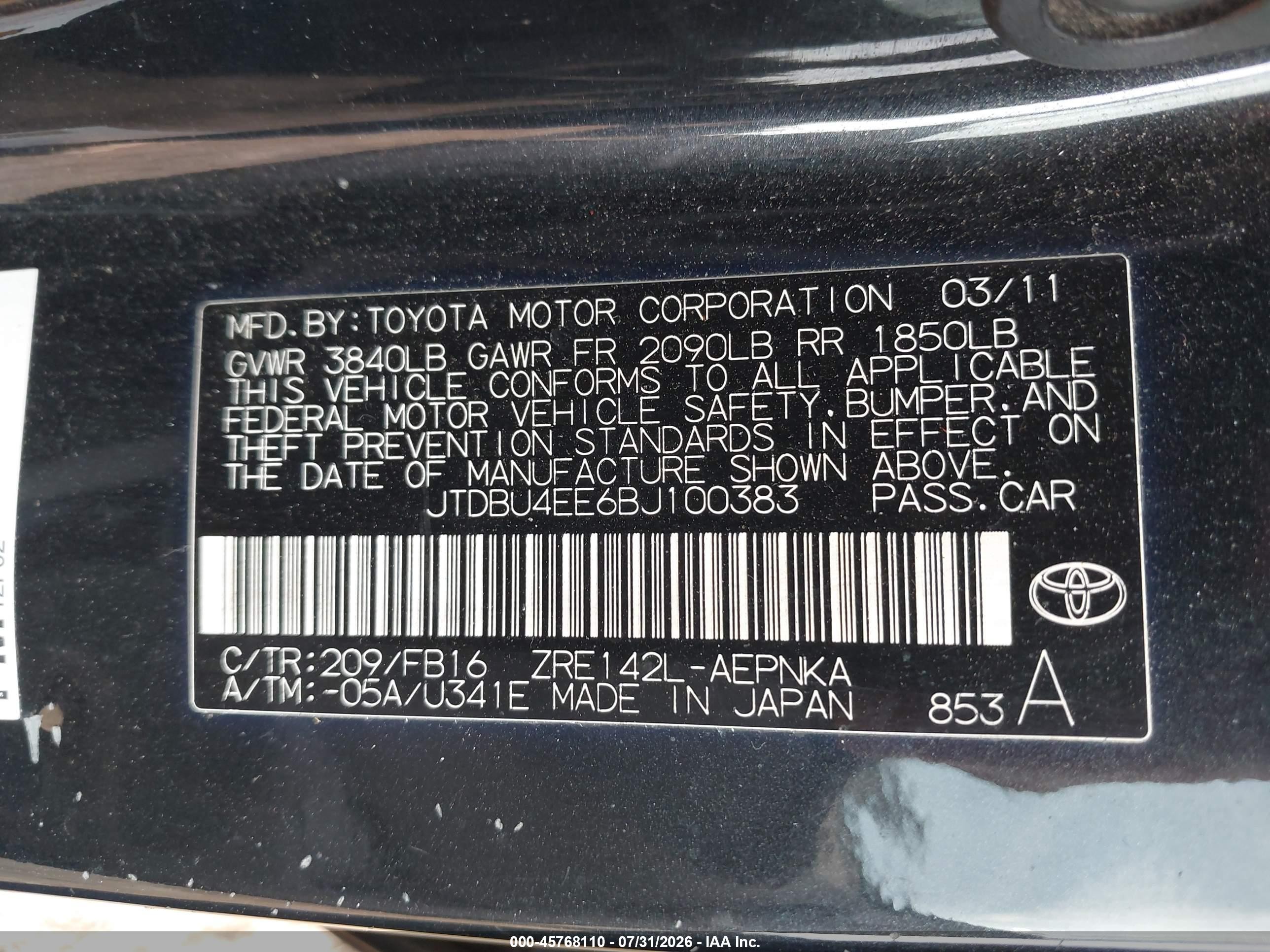 2011 Toyota Corolla Le Gray vin: JTDBU4EE6BJ100383