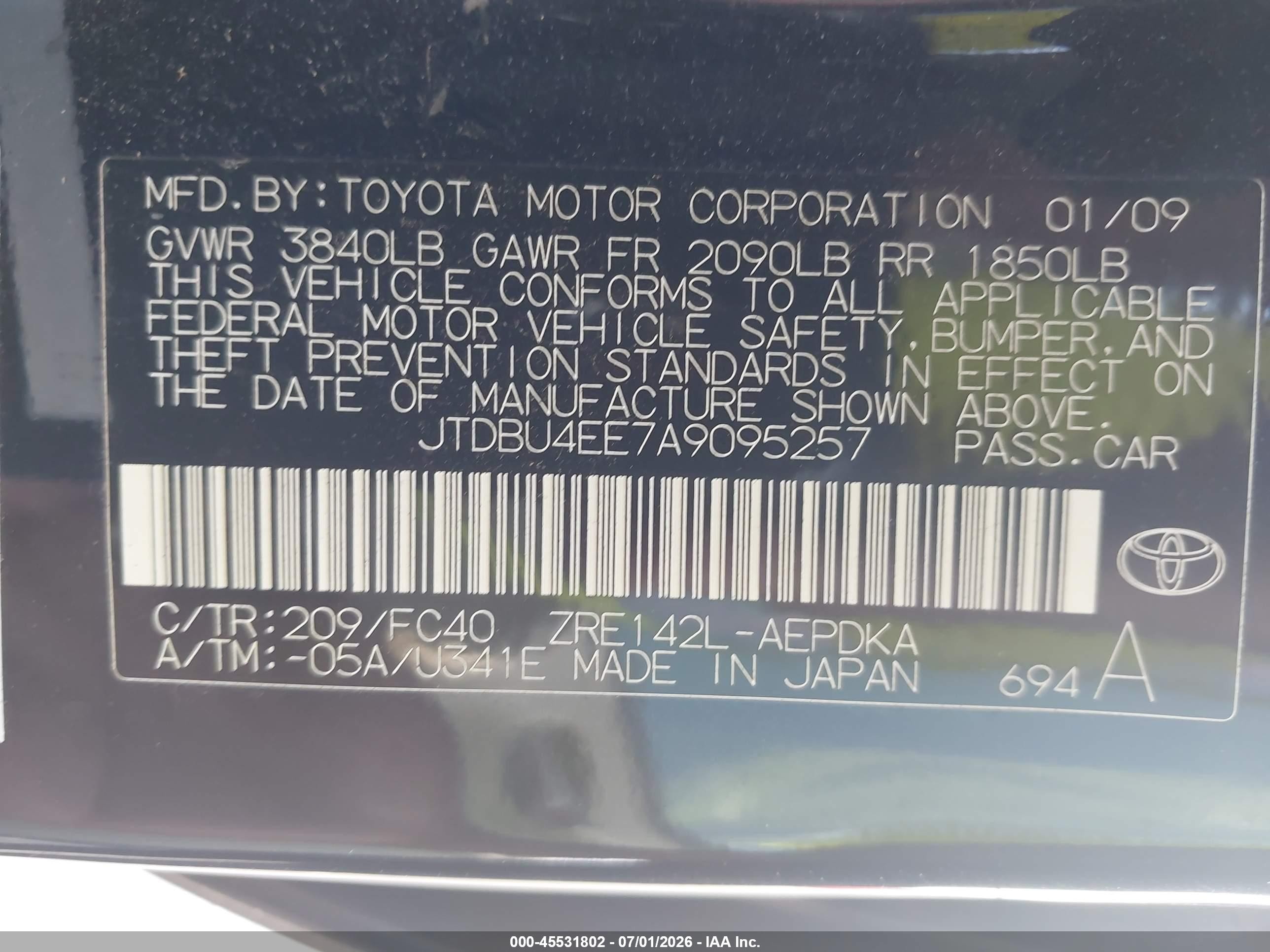 2010 Toyota Corolla Le Черный vin: JTDBU4EE7A9095257