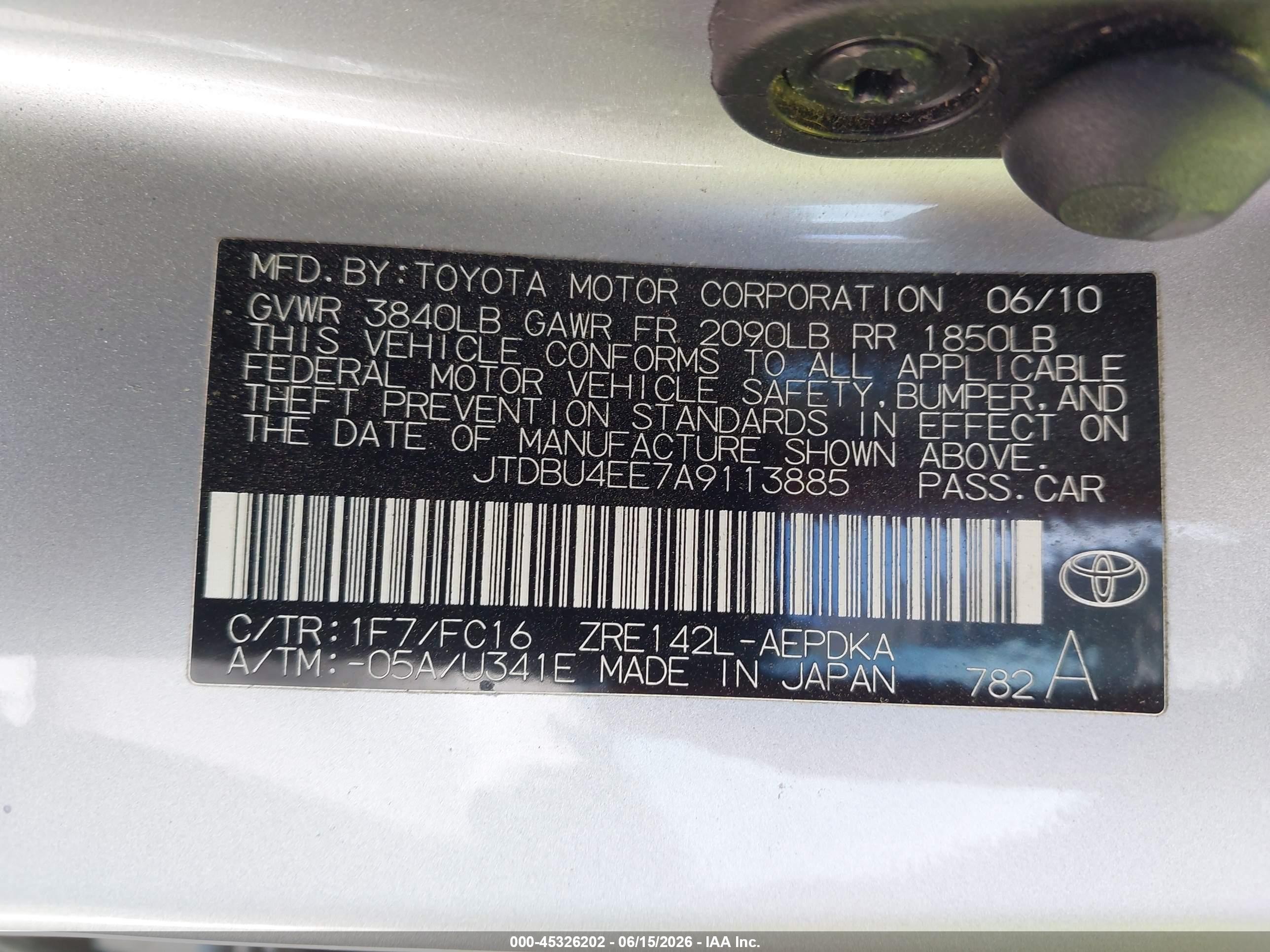 2010 Toyota Corolla Le Серебряный vin: JTDBU4EE7A9113885