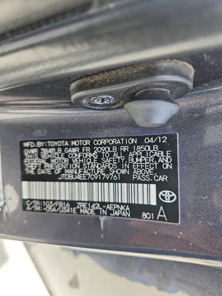 2012 Toyota Corolla Le Gray vin: JTDBU4EE7C9179761