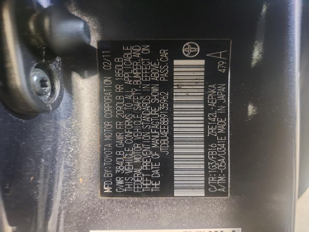 2011 Toyota Corolla Le Gray vin: JTDBU4EE8B9135962