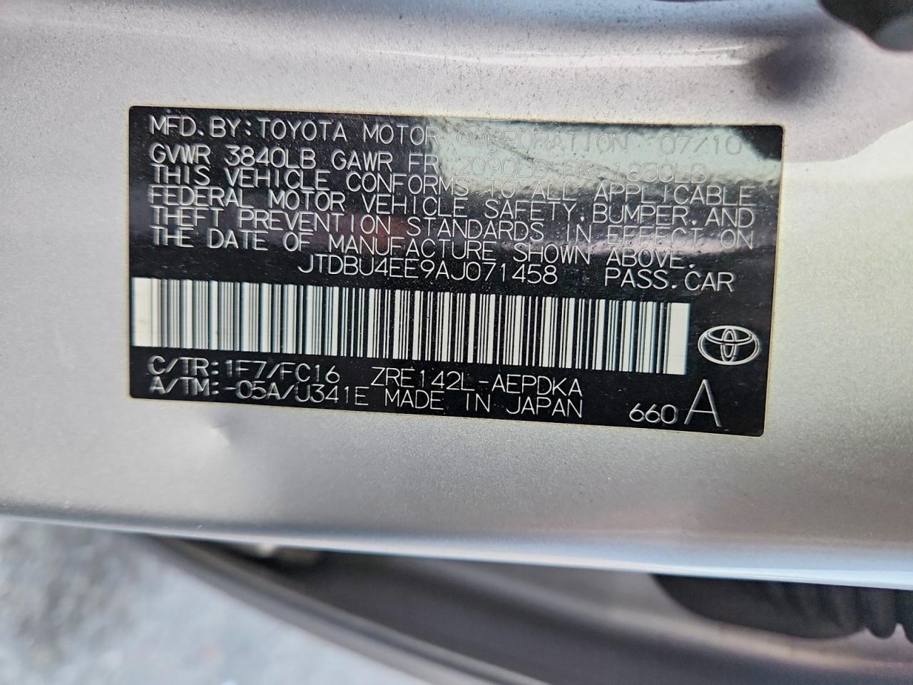 2010 Toyota Corolla Le Серебряный vin: JTDBU4EE9AJ071458
