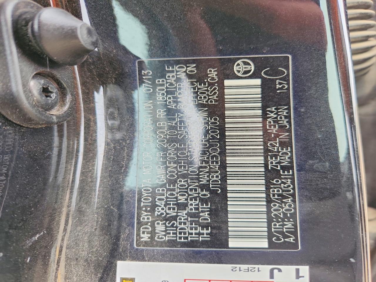 2013 Toyota Corolla Le Черный vin: JTDBU4EEXDJ120705