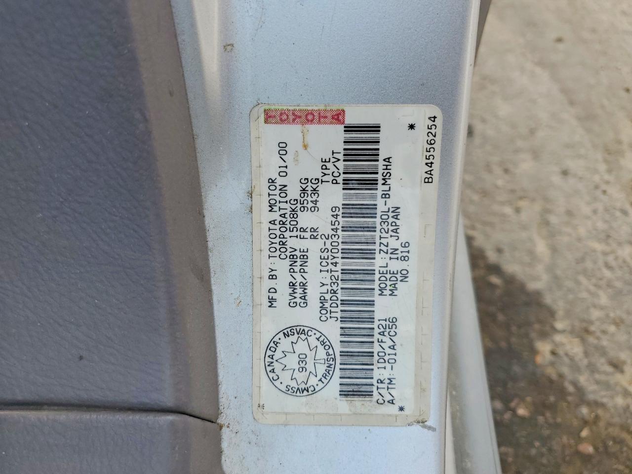 2000 Toyota Celica Gt Silver vin: JTDDR32T4Y0034549