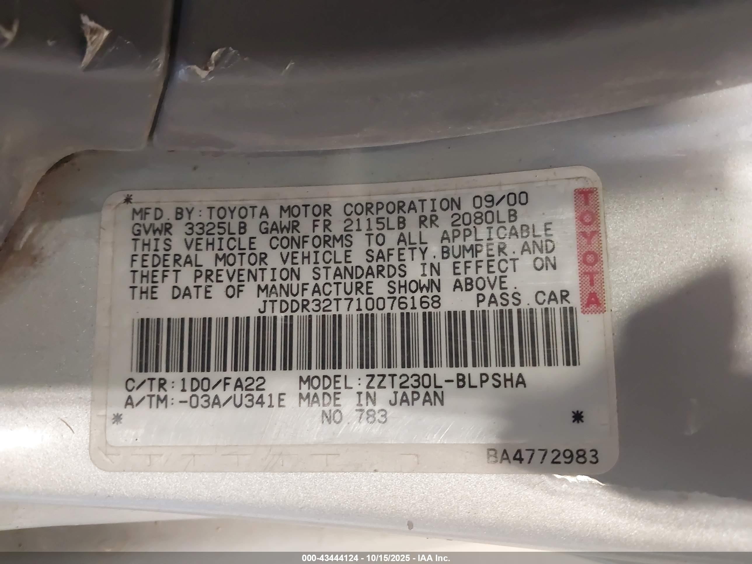 2001 Toyota Celica Gt Silver vin: JTDDR32T710076168
