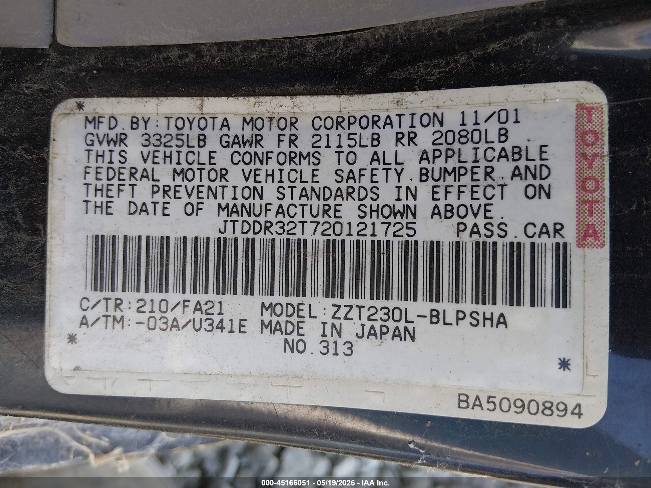 2002 Toyota Celica Gt Black vin: JTDDR32T720121725
