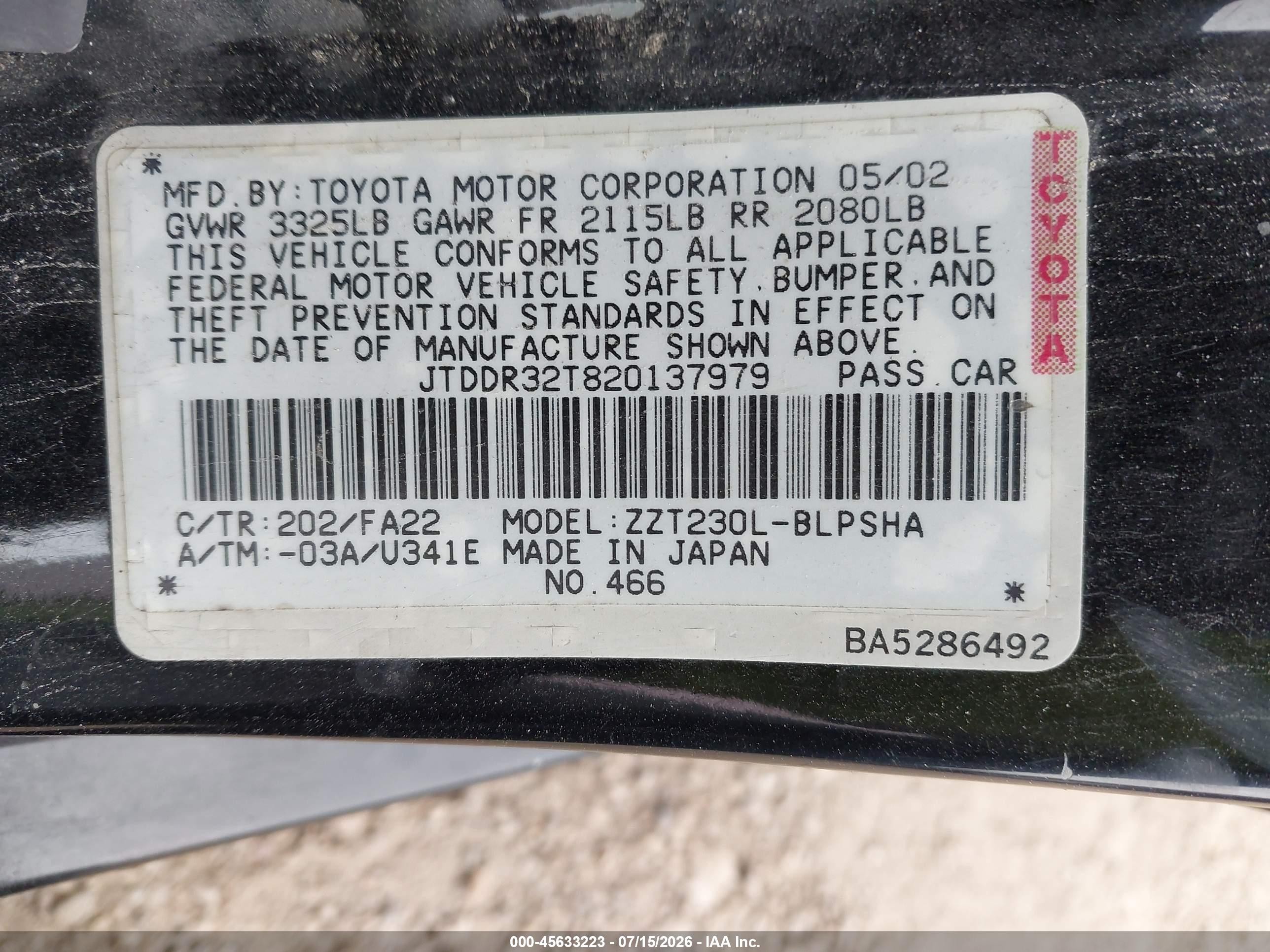 2002 Toyota Celica Gt Black vin: JTDDR32T820137979