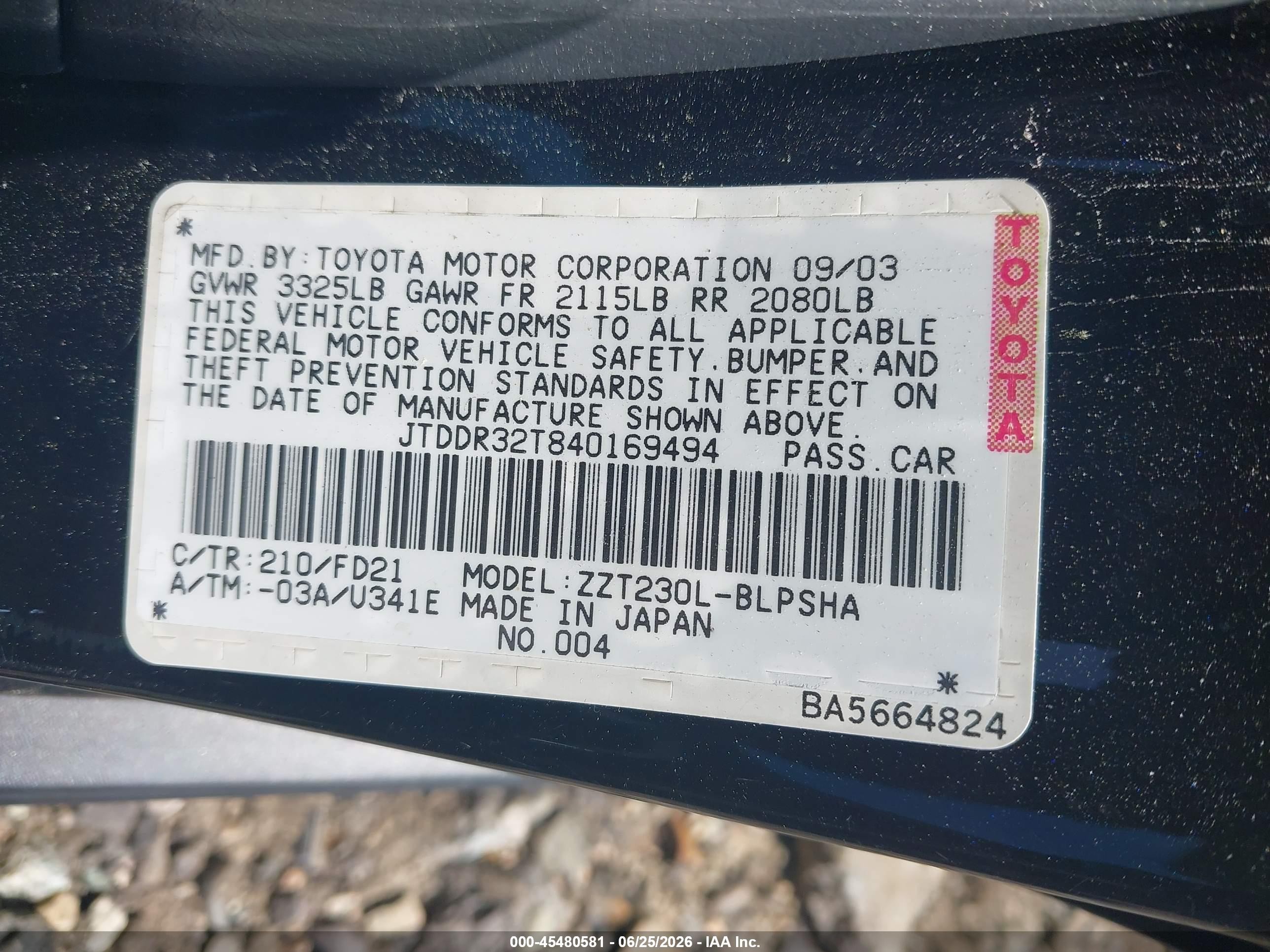 2004 Toyota Celica Gt Black vin: JTDDR32T840169494