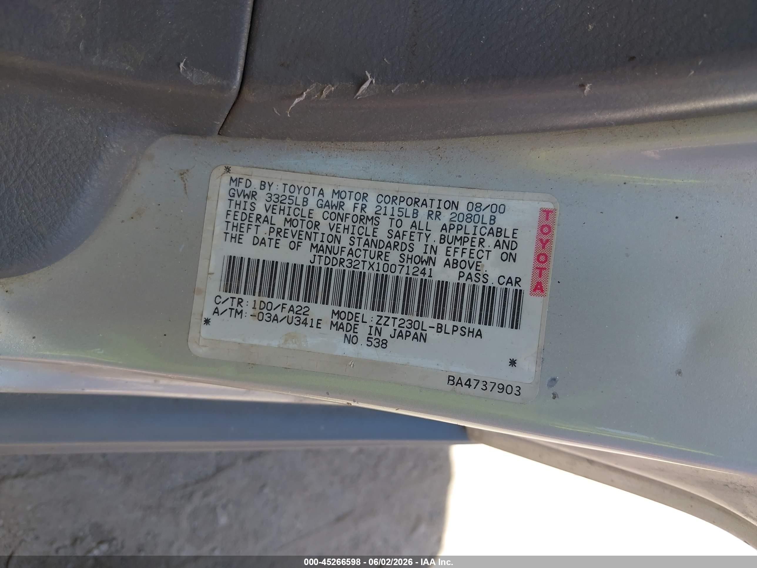 2001 Toyota Celica Gt Silver vin: JTDDR32TX10071241
