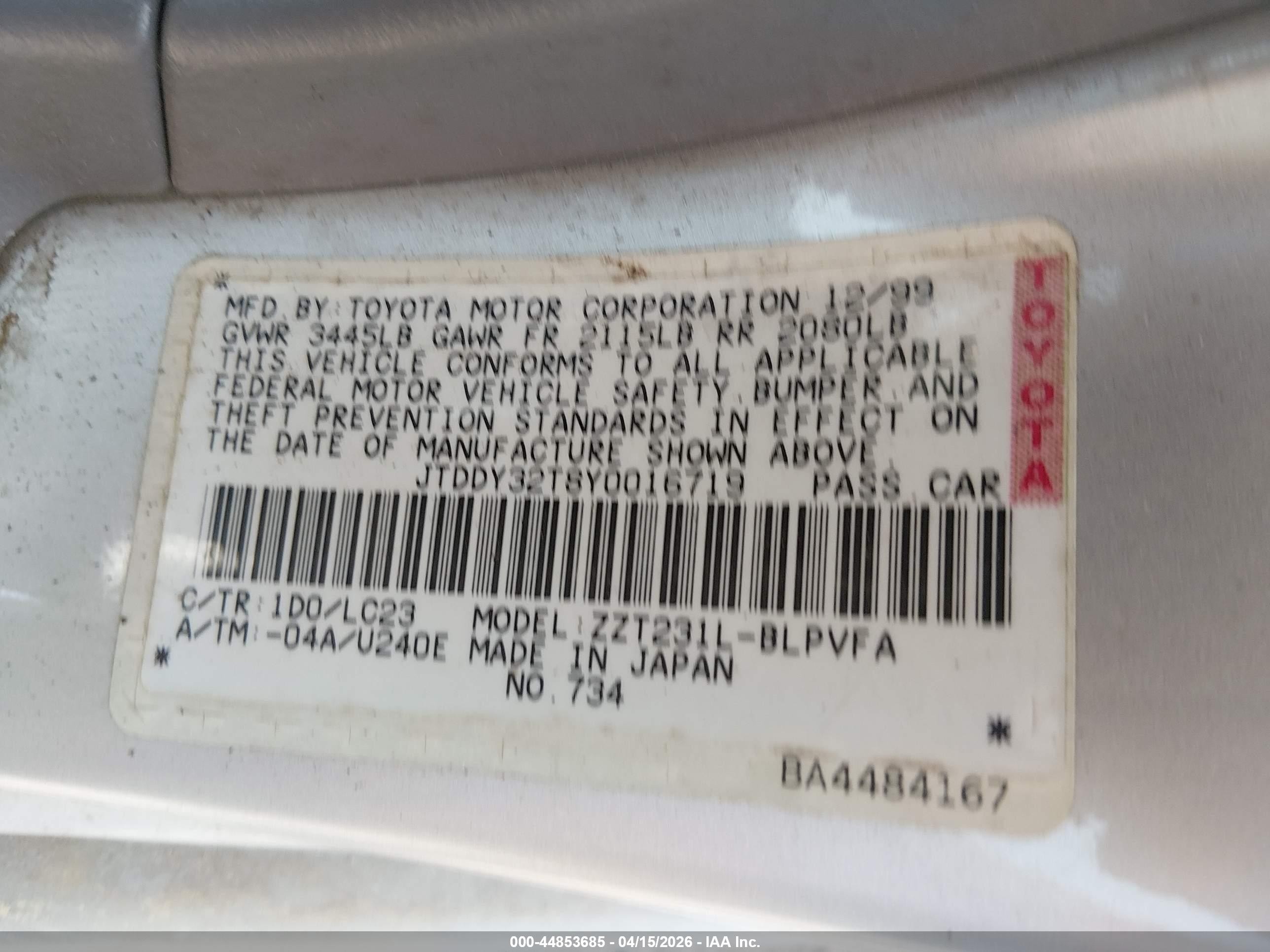 2000 Toyota Celica Gts Silver vin: JTDDY32T8Y0016719