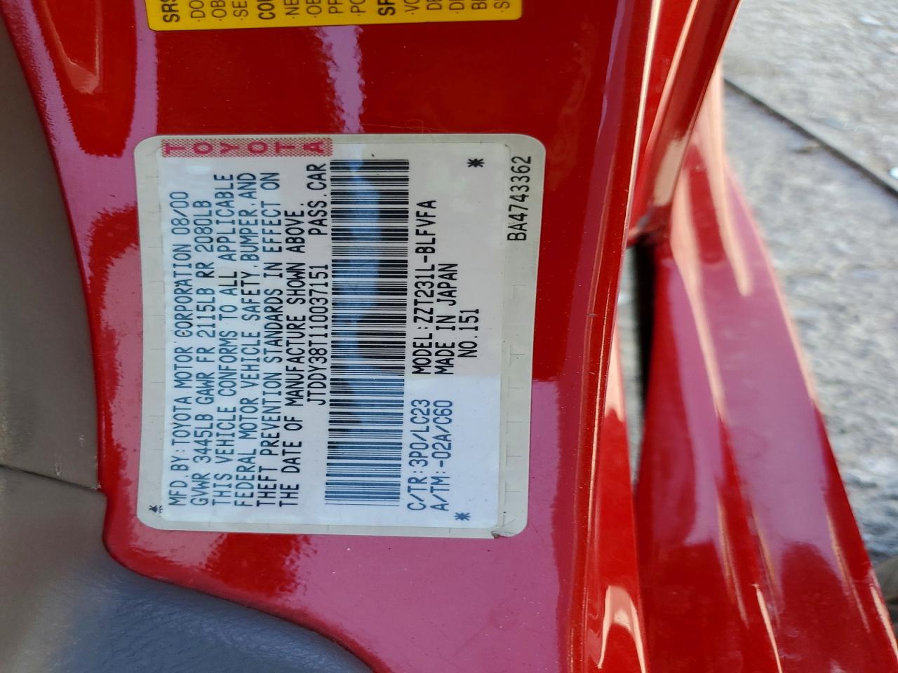 2001 Toyota Celica Gt-s Red vin: JTDDY38T110037151