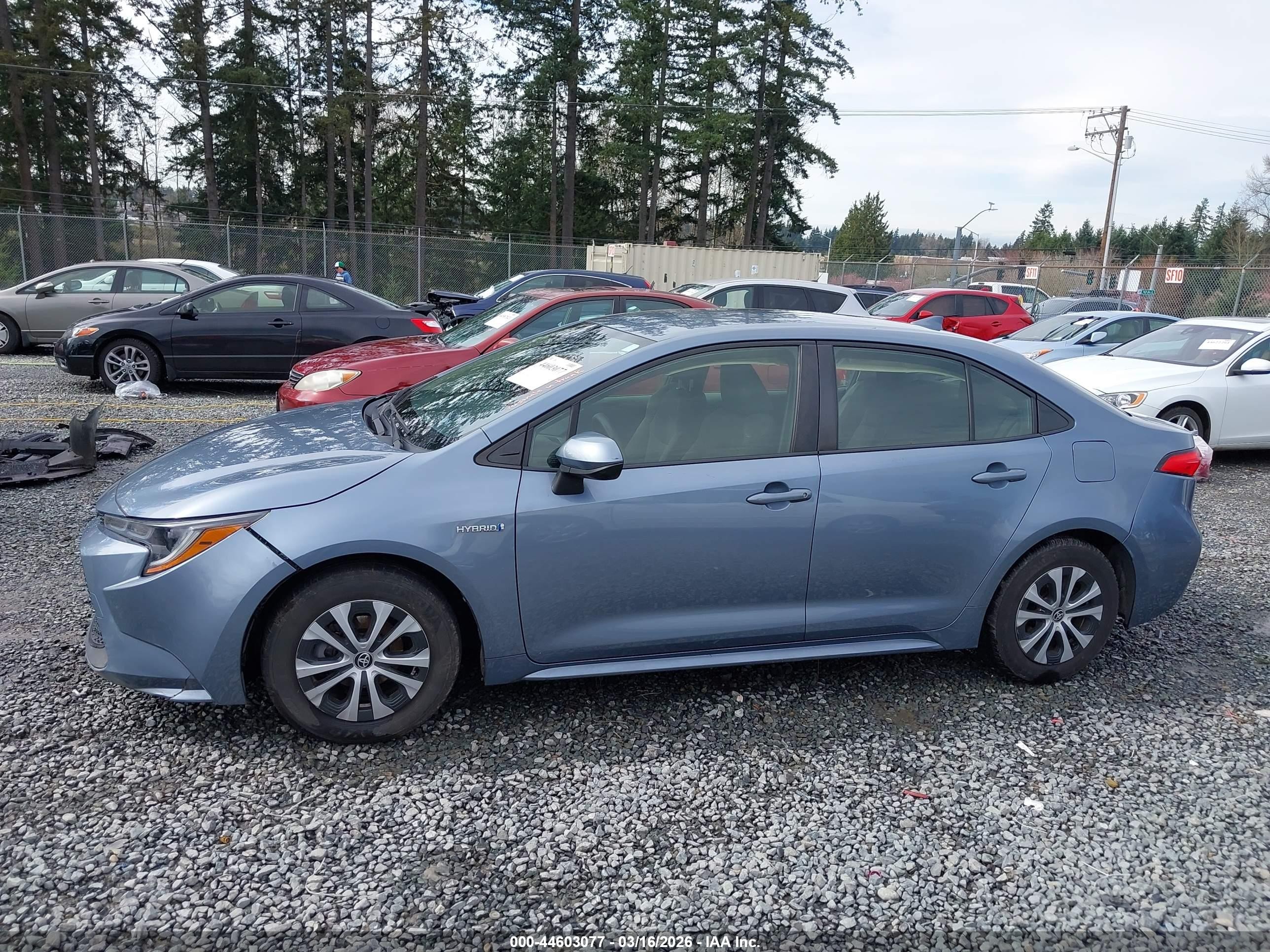 2021 Toyota Corolla Hybrid Le Light Blue vin: JTDEAMDE9MJ009165