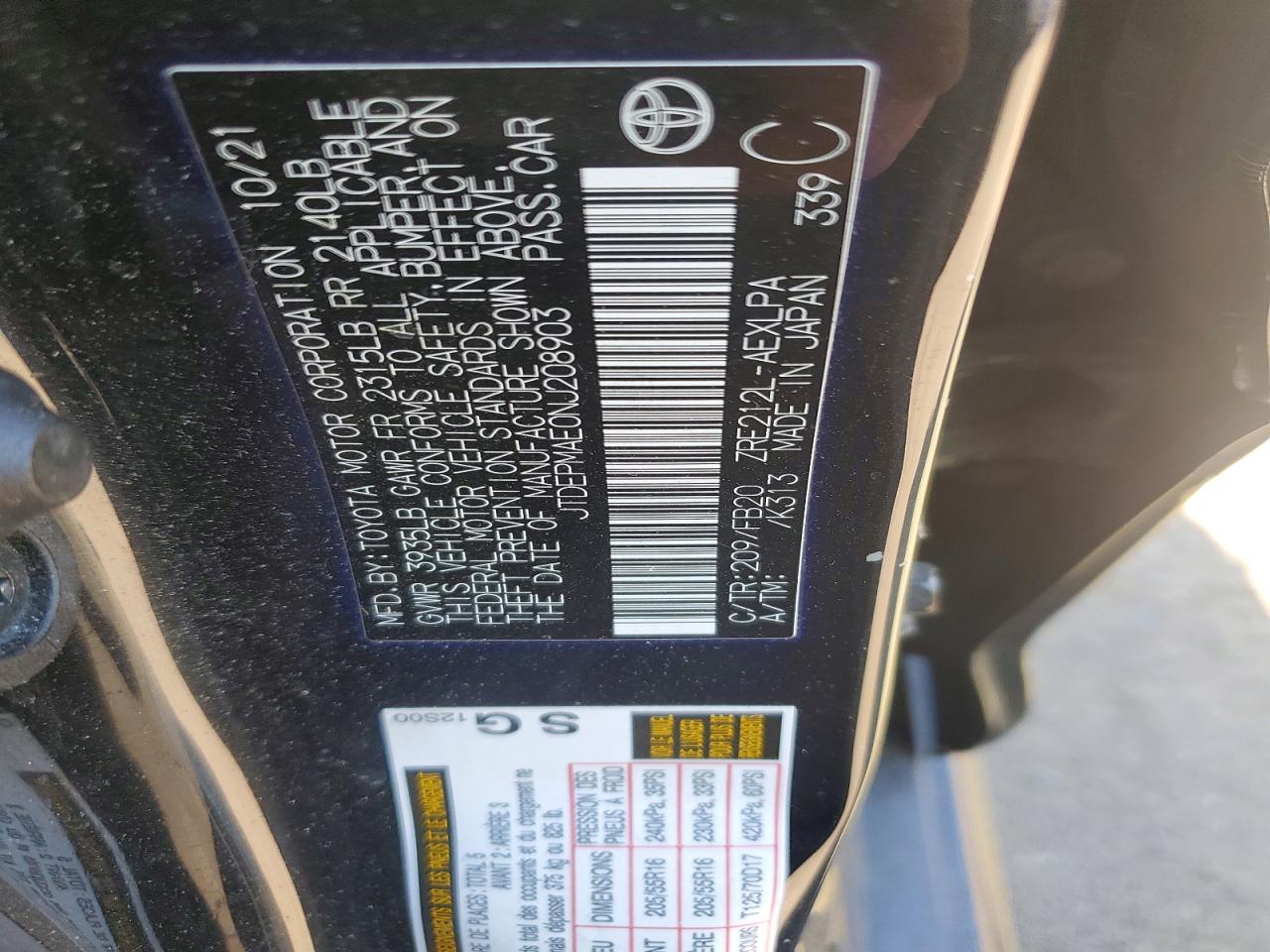 2022 Toyota Corolla Le Black vin: JTDEPMAE0NJ208903