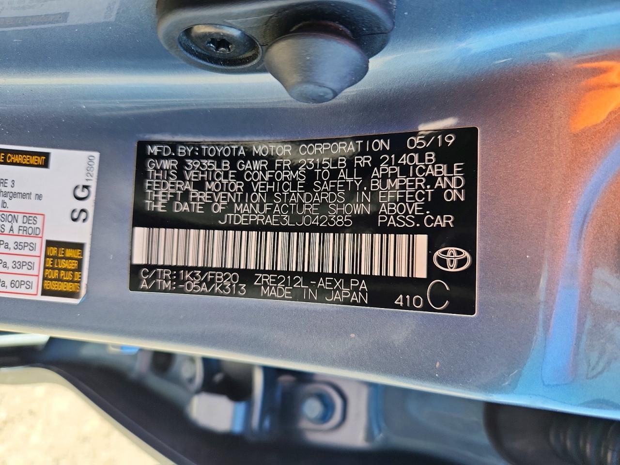 2020 Toyota Corolla Le Blue vin: JTDEPRAE3LJ042385