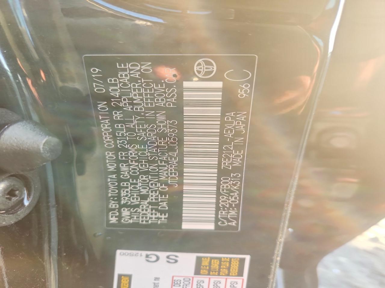 2020 Toyota Corolla Le Black vin: JTDEPRAE4LJ059373
