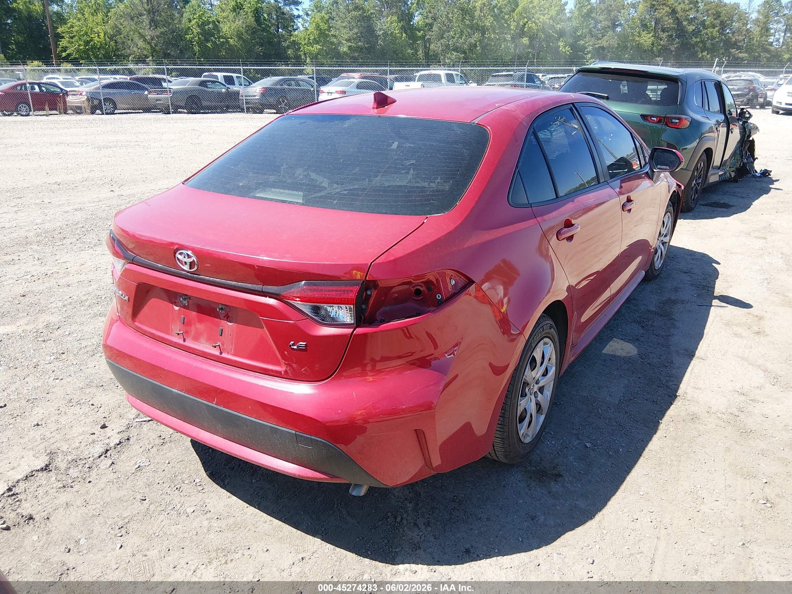 2020 Toyota Corolla Le Красный vin: JTDEPRAE4LJ100777