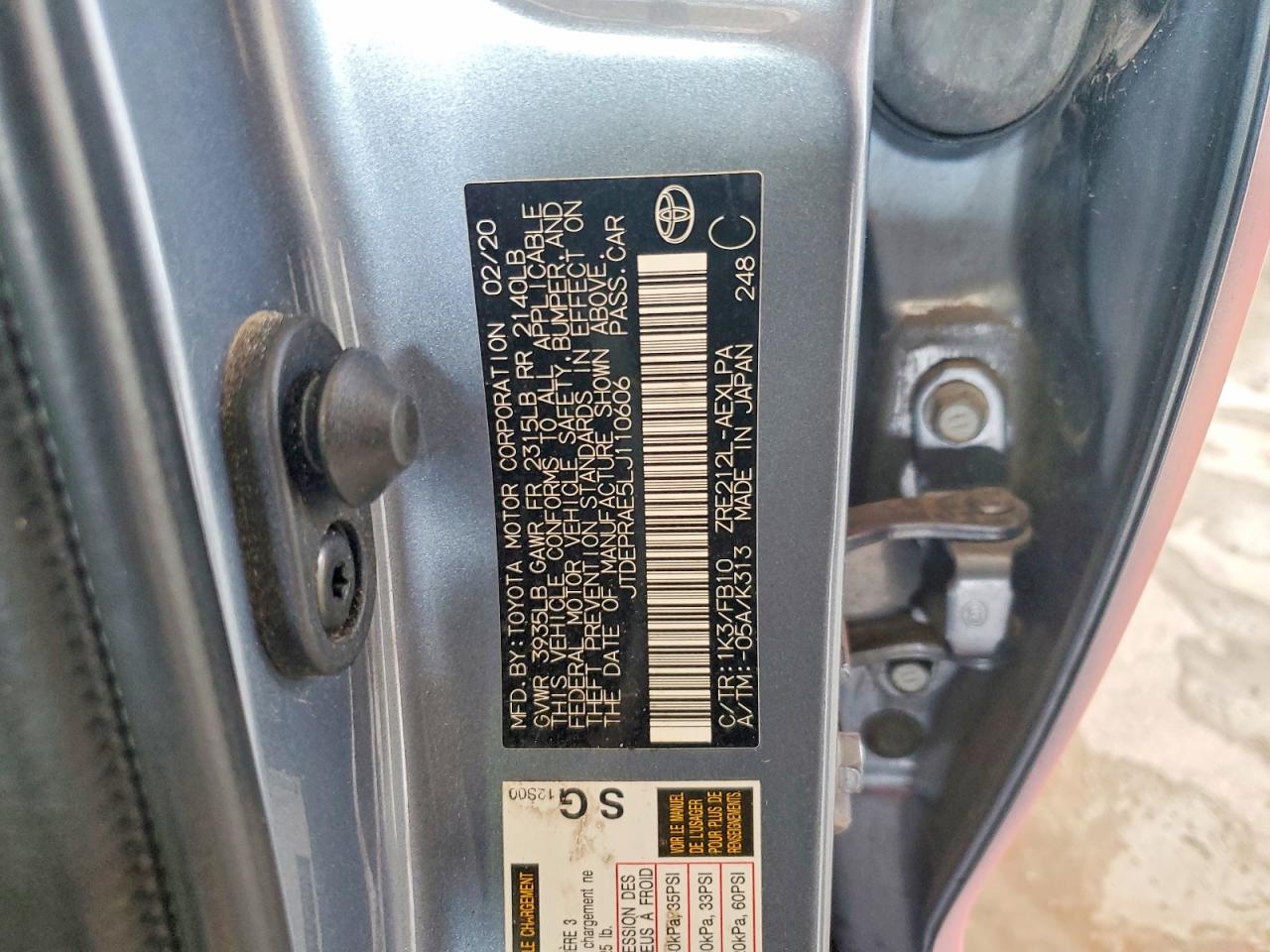 2020 Toyota Corolla Le Pink vin: JTDEPRAE5LJ110606