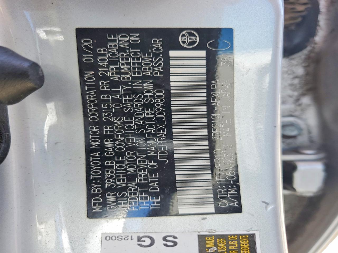 2020 Toyota Corolla Le Silver vin: JTDEPRAEXLJ099800