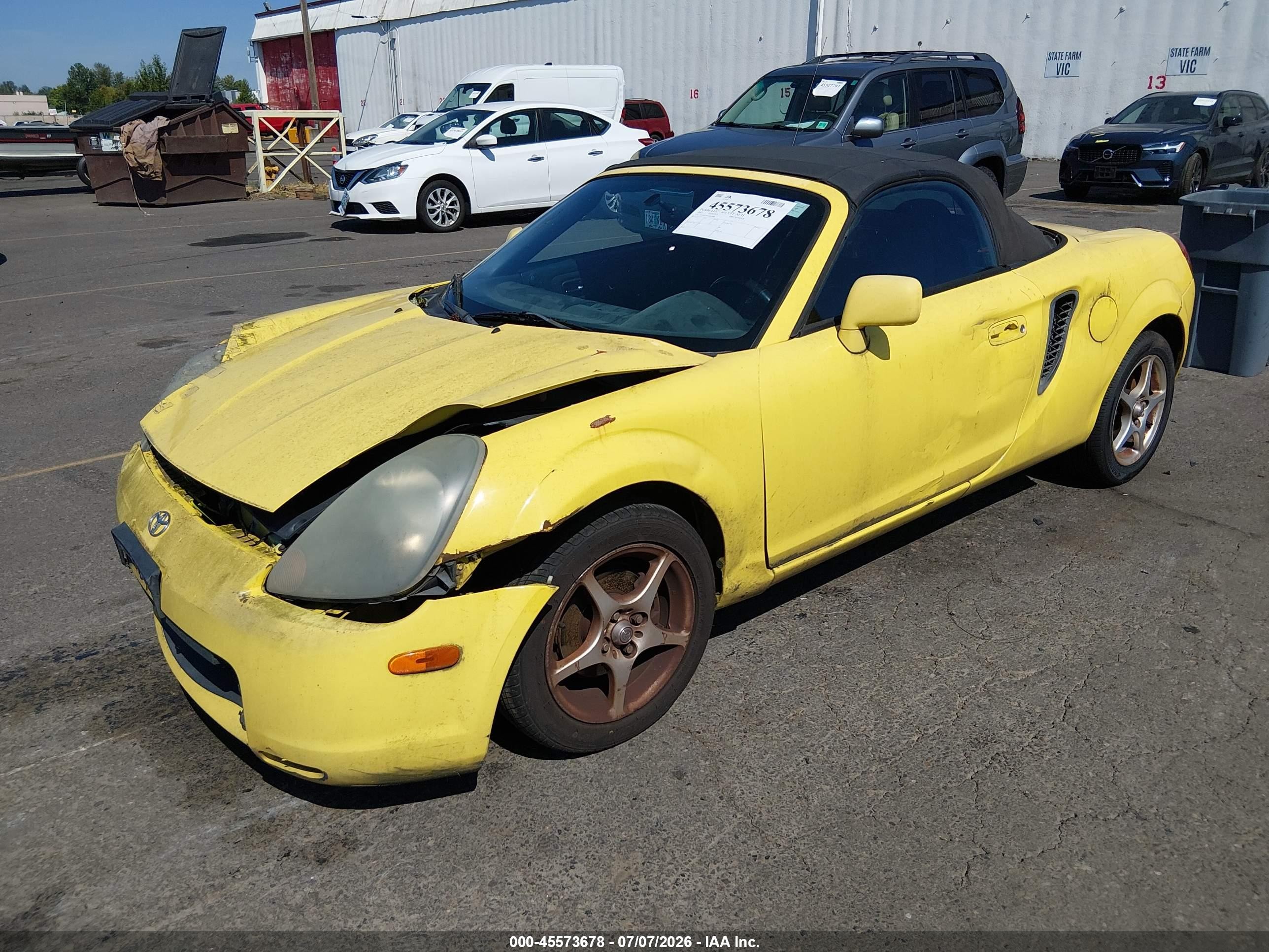2002 Toyota Mr2 Spyder   Yellow vin: JTDFR320320042888