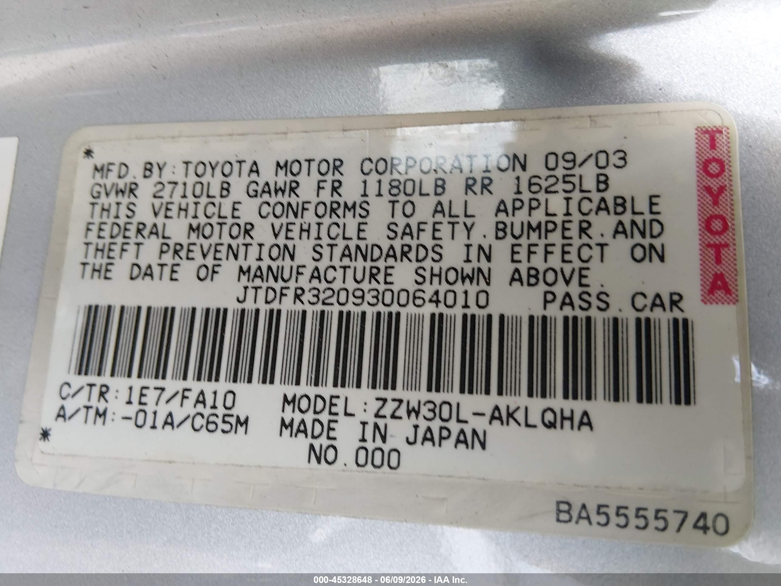 2003 Toyota Mr2 Spyder   Silver vin: JTDFR320930064010