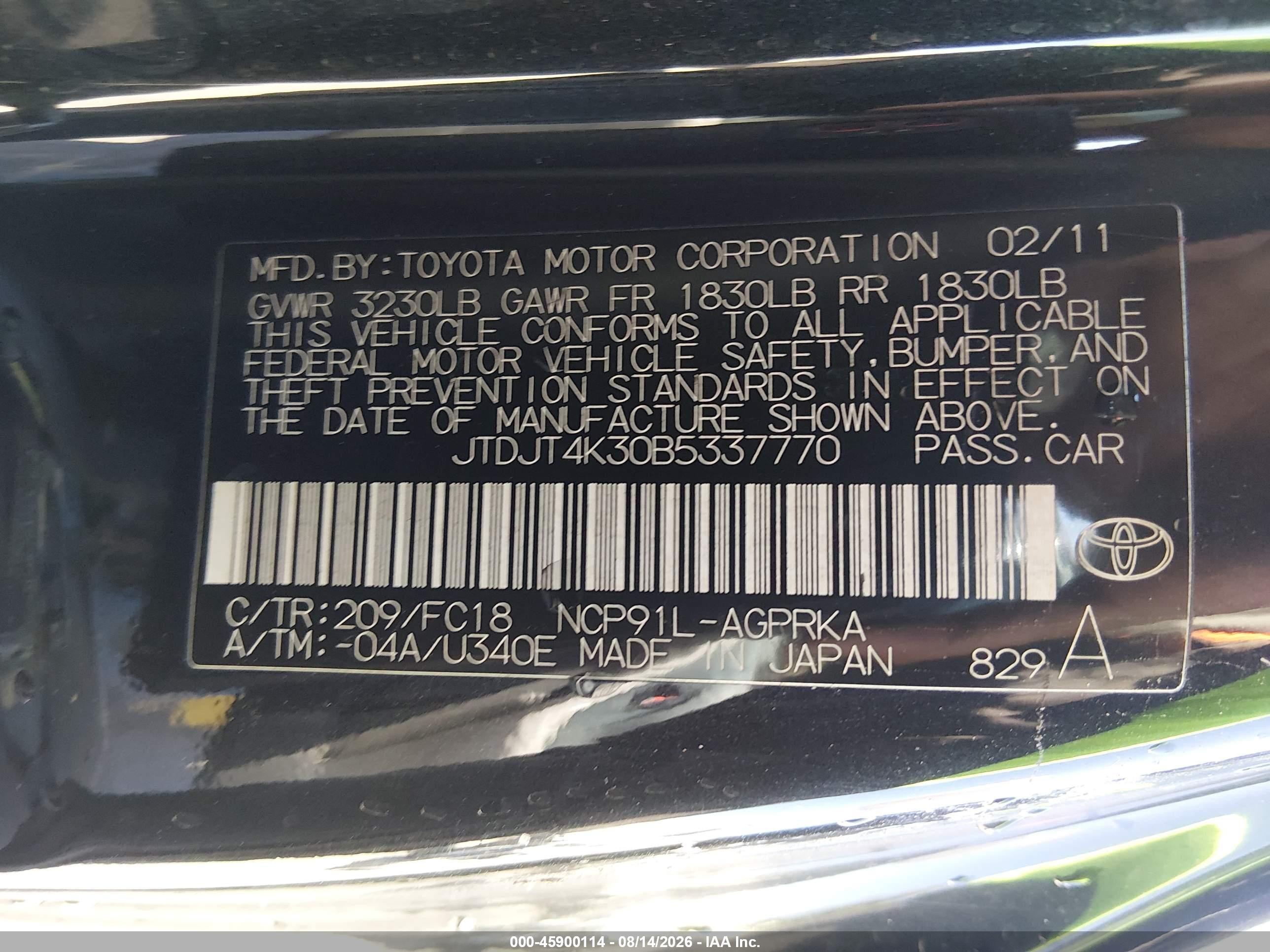 2011 Toyota Yaris   Черный vin: JTDJT4K30B5337770