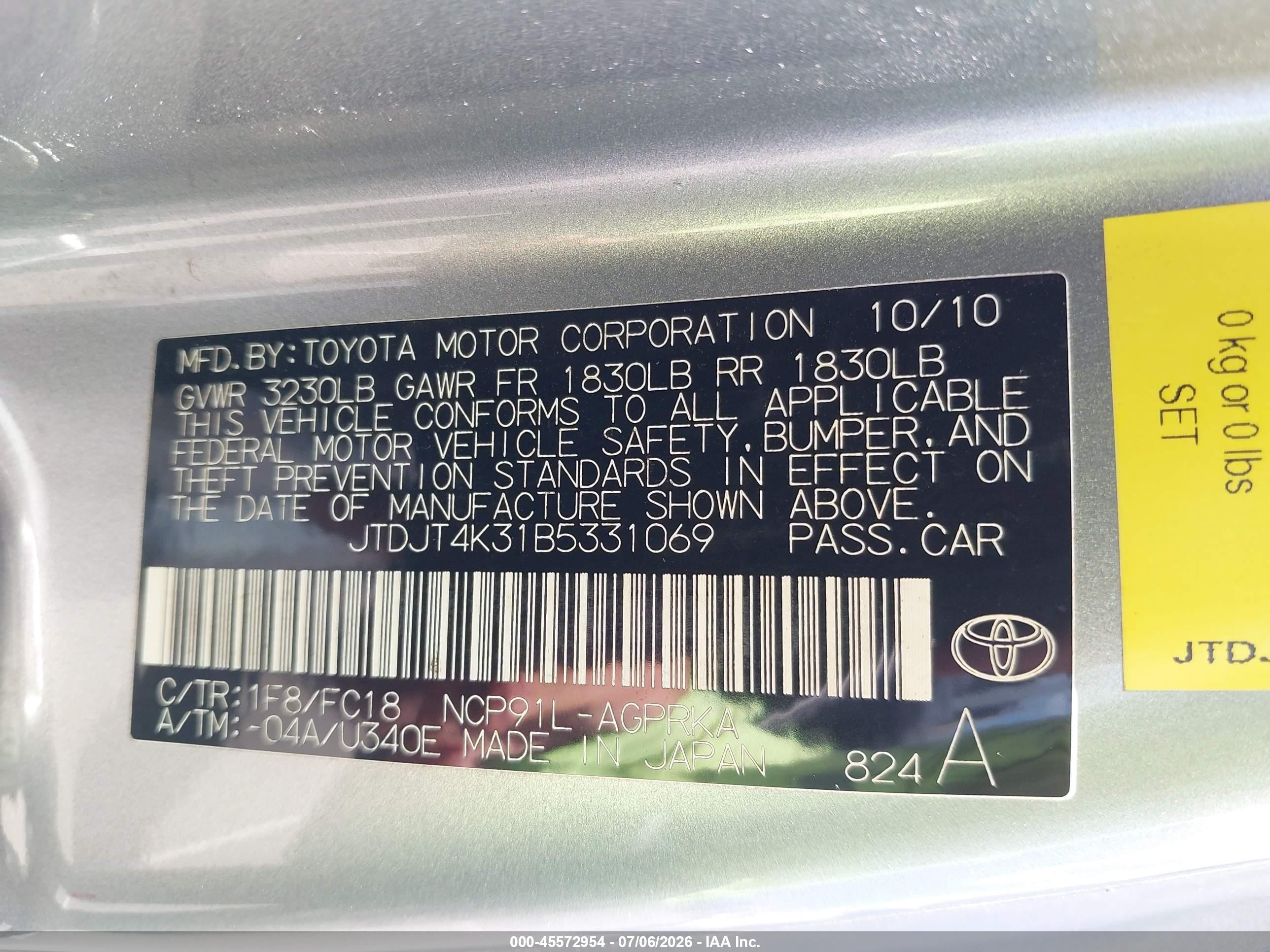 2011 Toyota Yaris   Gray vin: JTDJT4K31B5331069
