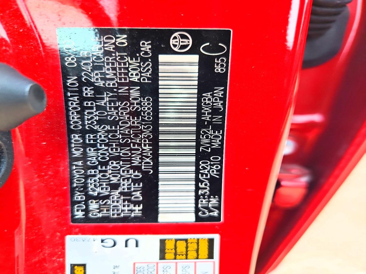 2021 Toyota Prius Prime Xle Red vin: JTDKAMFP3M3165885