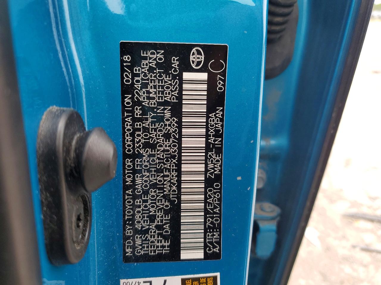 2018 Toyota Prius Prime Advanced Blue vin: JTDKARFPXJ3072399