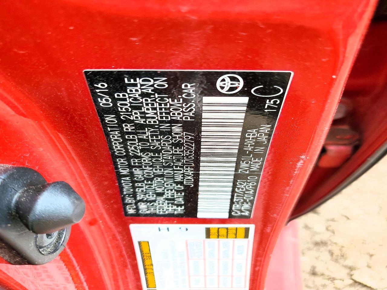 2016 Toyota Prius Four Touring Red vin: JTDKARFU7G3522797