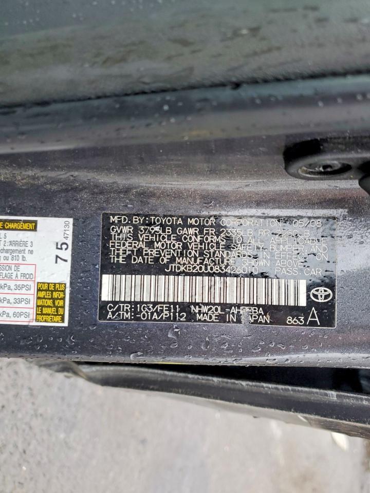 2008 Toyota Prius Standard Gray vin: JTDKB20U083426010