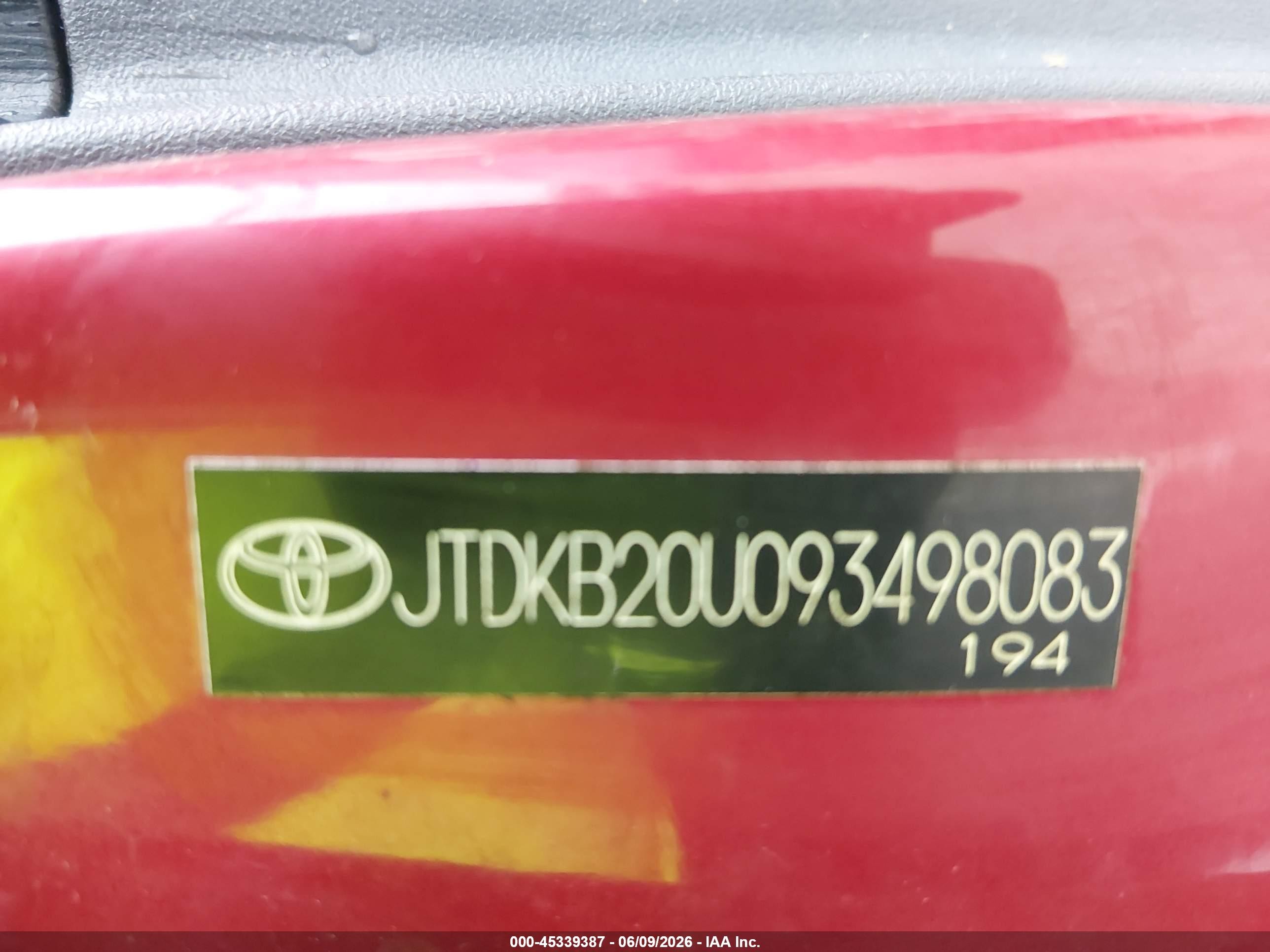 2009 Toyota Prius Красный vin: JTDKB20U093498083