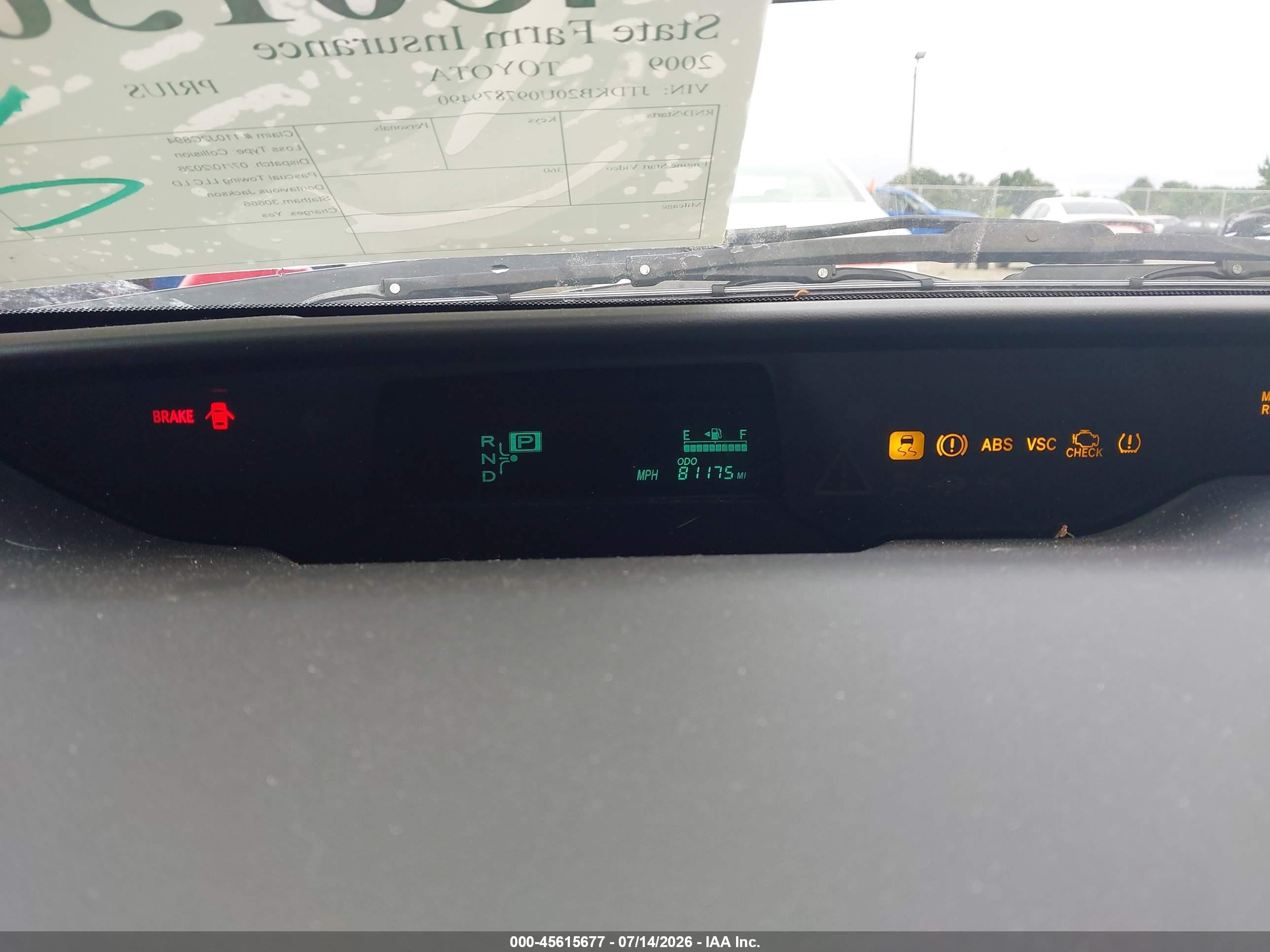 2009 Toyota Prius   Black vin: JTDKB20U097879490