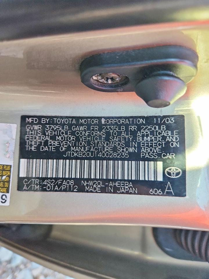 2004 Toyota Prius Base Tan vin: JTDKB20U140028235