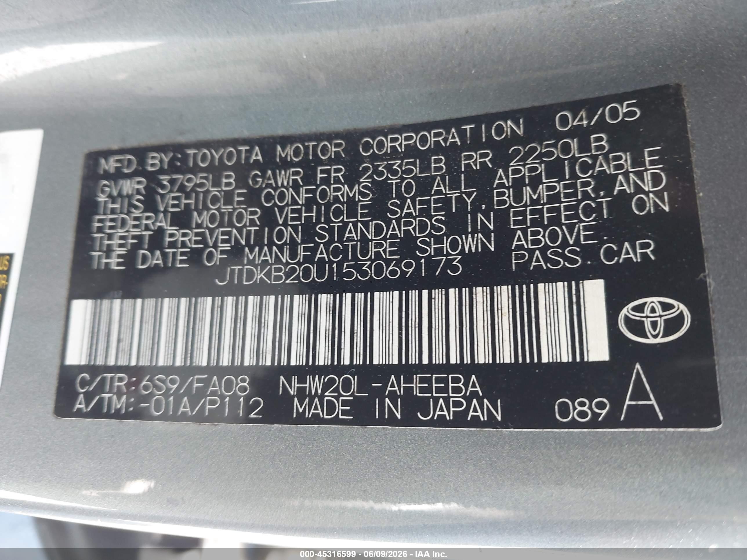 2005 Toyota Prius Зеленый vin: JTDKB20U153069173