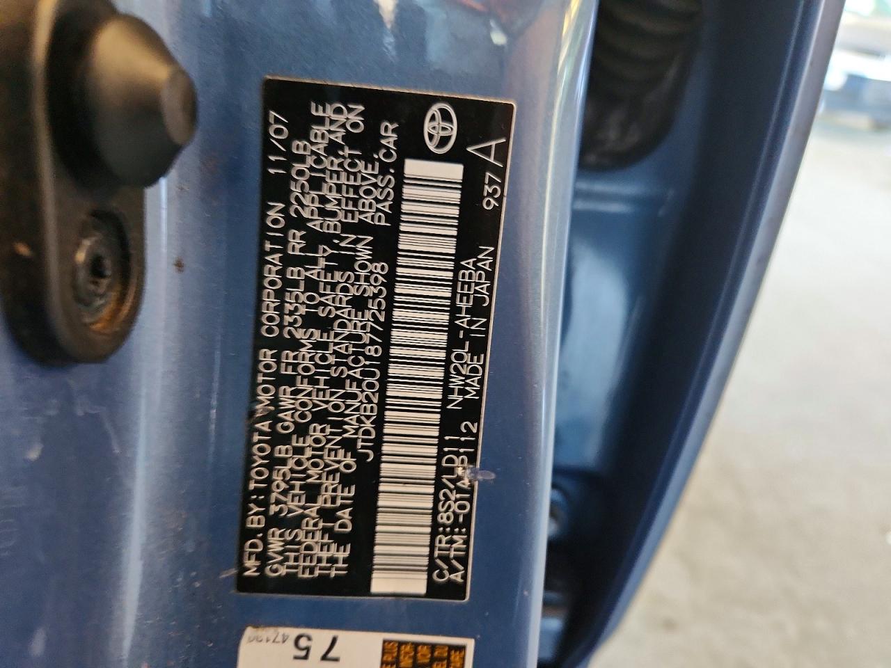2008 Toyota Prius Base Blue vin: JTDKB20U187725398