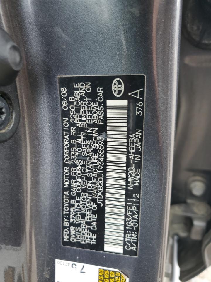 2009 Toyota Prius Base Silver vin: JTDKB20U193465593