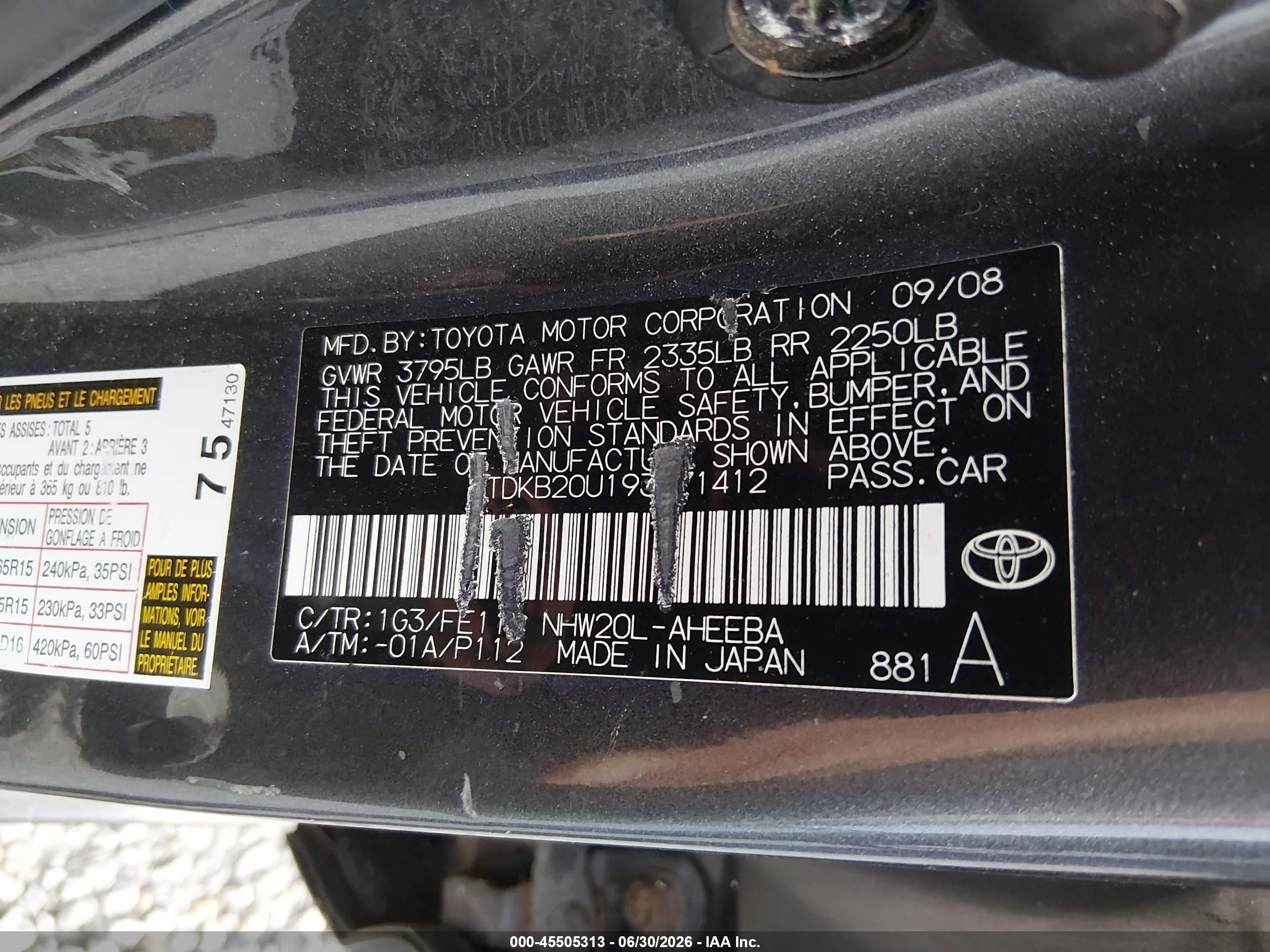 2009 Toyota Prius   Silver vin: JTDKB20U193471412