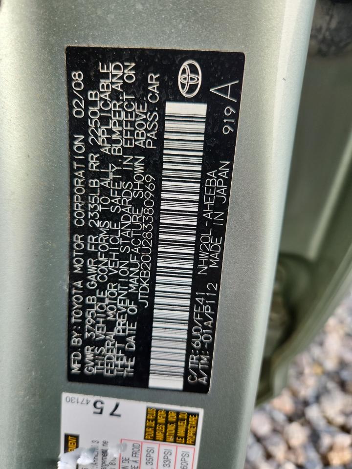 2008 Toyota Prius Standard Green vin: JTDKB20U283380969
