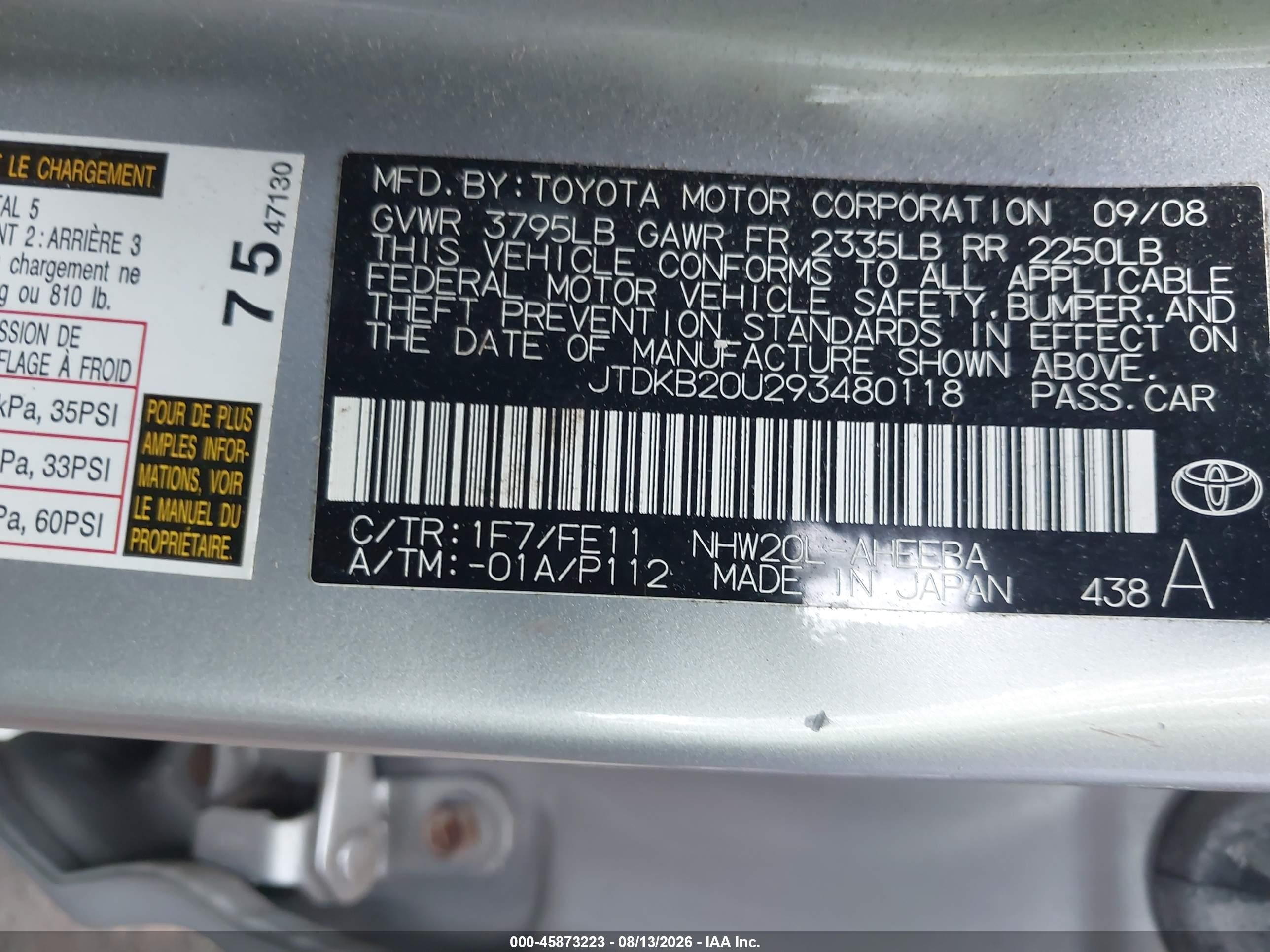 2009 Toyota Prius   Silver vin: JTDKB20U293480118