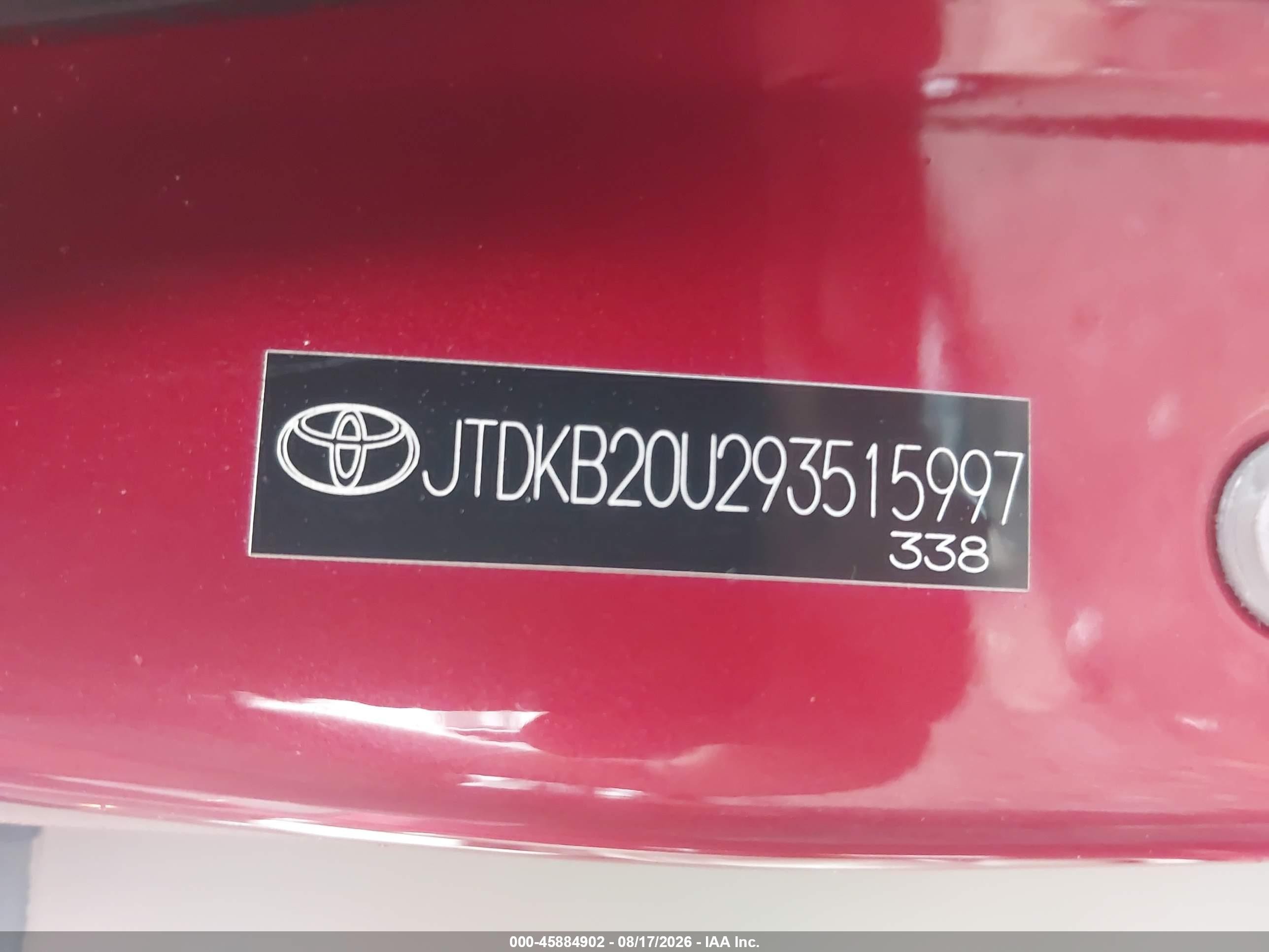2009 Toyota Prius Красный vin: JTDKB20U293515997